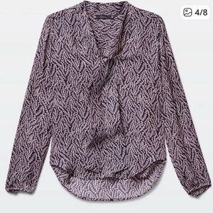 Aritzia Talula Black and Cream Patterned Blouse